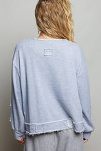 Heather Grey V-Neck Crochet Patch Cross Wrap Cropped Terry POL Top