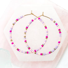 Ashli Lavender Beaded Drop Hoop  Earrings