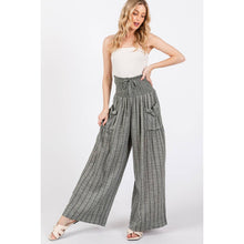 Black Striped Smocked Boho Cotton Gauze Sage + Fig Pants