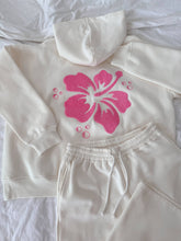 Ivory Hibiscus Flower Sunkissed Coconut Hoodie: