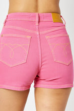 Magenta High Waist Garment Dyed Embroidery Judy Blue Shorts