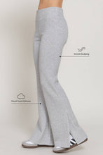 Heather Grey Flare Soft Modal Scuba Pants with Waistband & Bottom Slits