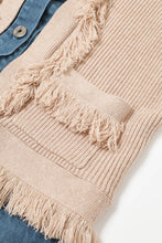 Beige Knit Denim Mix Media Jacket