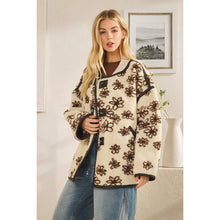 Ecru Oversized Floral Front Button Metal Clasps Oli+Hali Jacket