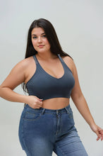 Blue Grey Lace Racerback Bralette