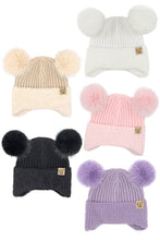 C.C Kids Fur Earflap Pom Pom Beanie Winter Hat: Black