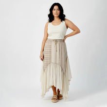 Latte Boho Mixed Panel Drawstring Handkerchief Young Threads Skirt