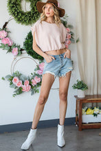 Blush Shoulder Pad Solid Crop Bucketlist Top
