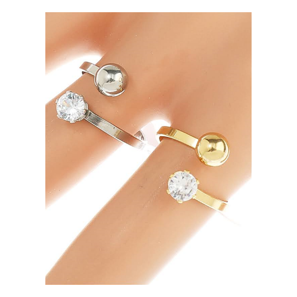 Stainless Steel Diamond Loop Ring