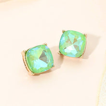Purple Square Cushion Stud Earrings