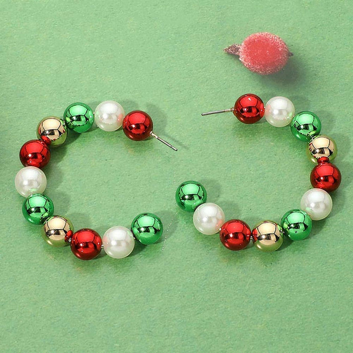 Christmas Beaded Hoop Earrings