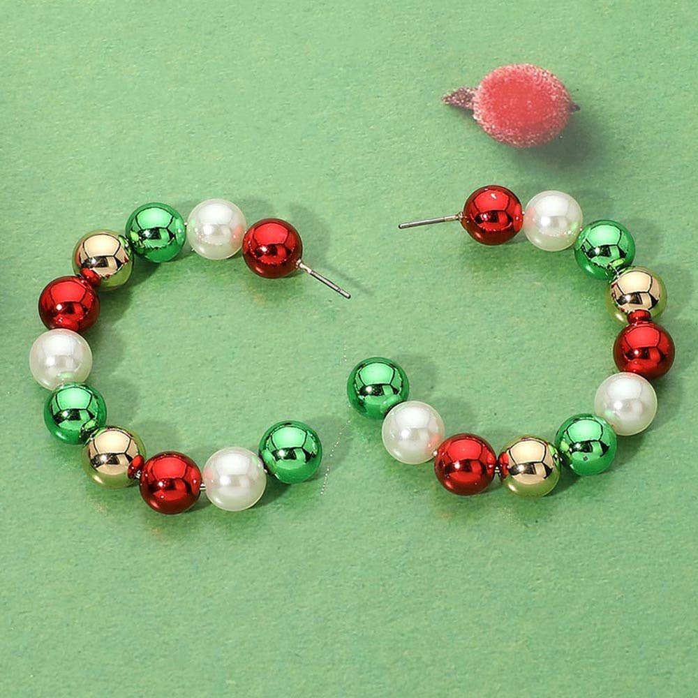 Christmas Beaded Hoop Earrings