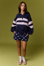 Navy Lilac Lottie Stripe Rugby Pullover