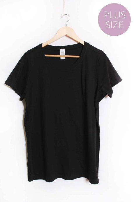 Black Short Sleeve Round Neck Solid Tee