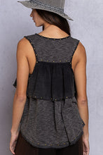 Black Tie Front Sleeveless Ribbed Knit POL Top 7/20/23 6682