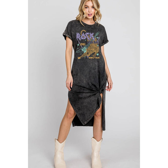Mineral Black Rock N Roll Leopard Graphic Dres