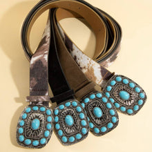 Dark Turquoise Stone Western Concho Buckle Belt