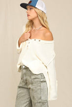 Off White Henley Style Button Down Front Sweater