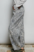 Vintage Washed Printed Twill Wide-Leg Woven Pants: BLACK PAISLEY
