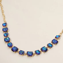 Gold Cushion Square Stone Link Evening Necklace
