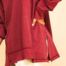 Berry V Neck Pullover Sweatshirt