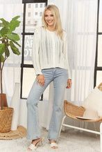 BUTTON-FRONT KNIT TOP WITH LONG SLEEVES - CET4092: BLACK / S-M-L(2-2-2)