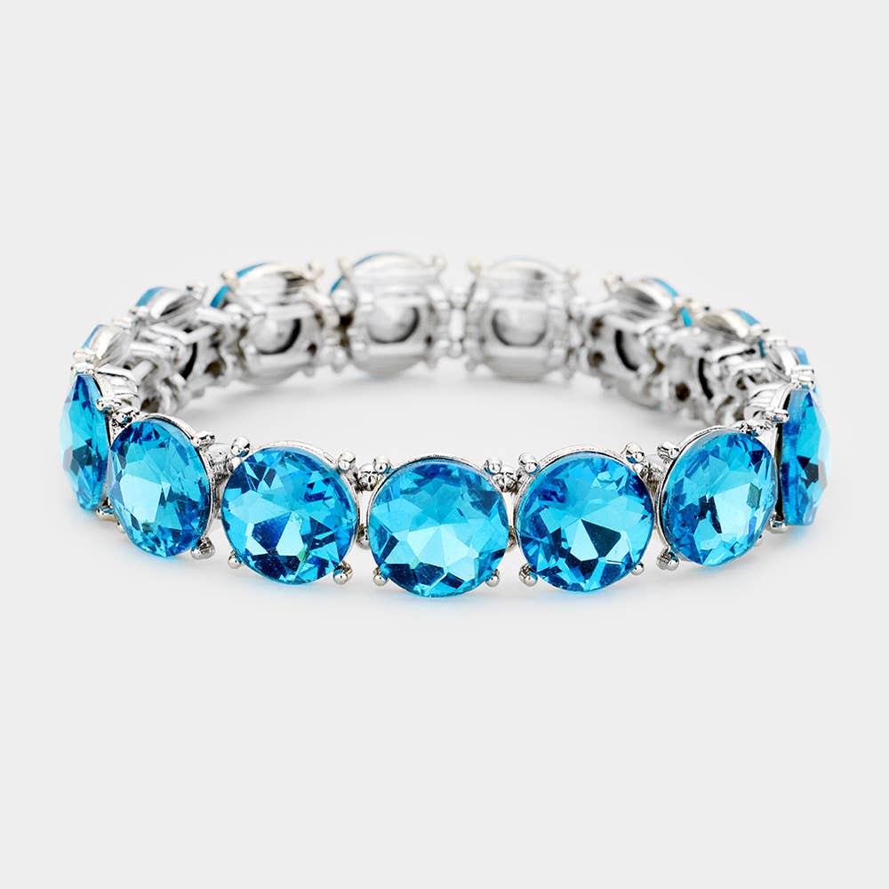 Blue Crystal Round Stretch Evening Bracelet