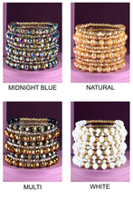 Silver 9 Set Colorful Stackable Beaded Stretch Bracelet