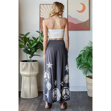 Charcoal Washed Smocked Peace And Star Patchowork Oli+Hali Pants