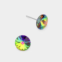 Jet Black 8mm Round Crystal Stud Earrings