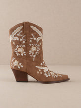 The Bailey Cocoa Embroidered Cowboy Bootie