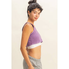 Purple Sleeveless Scoop Neck Crop Top