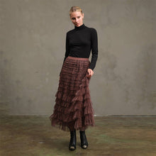 Leopard Mesh Tiered Skirt with Elastic Waist