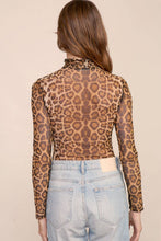 Gold Taupe Leopard Print Mesh Bodysuit