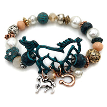 Horse Horseshoe Western Charms Vintage Stretch Bracelet: Patina
