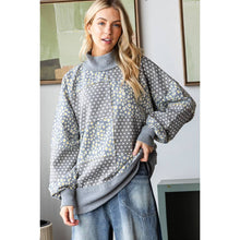 Grey Floral Patterened Funnel Neck Long Sleeve Oli+Hali Sweater