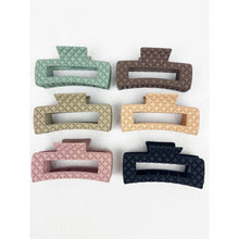 Matte Embossed Cut Out Rectangle Hair Clips: MIX COLOR / ONE(12)