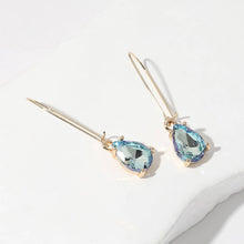 Saphire Teardrop Stone Cushion Dangle Earrings
