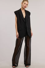 Black Straight Leg Sheer Organza Pants with Lined Shorts