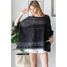 Black Washed Lace Contrast Boxy Loose Oli+Hali Top