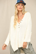 Off White Henley Style Button Down Front Sweater