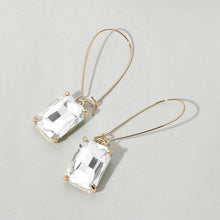 Light Pink Emerald Cut Stone Dangle Evening Earrings