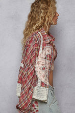 Pink Multi Plaid pattern with peace patch POL shirt