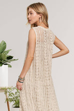Beige Button Down Crochet Long Cardigan
