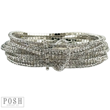 Silver Tiny rhinestone stretch bracelet set