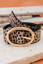 Leopard Oval Buckle Leather Belt