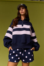 Navy Lilac Lottie Stripe Rugby Pullover