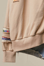 Beige Flower Fabric Detail Hooded Sweatshirt