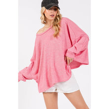 Candy Pink Long Sleeve Solid Sage+Fig Top