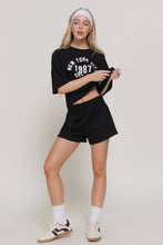 Black Contrast Folded Waistband Sweat Shorts